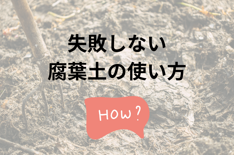 失敗しない腐葉土の使い方
